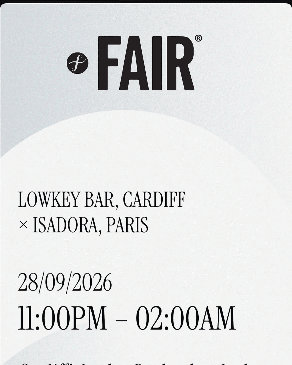 Visuel de l'event FAIR x Lowkey Bar x Isadora
